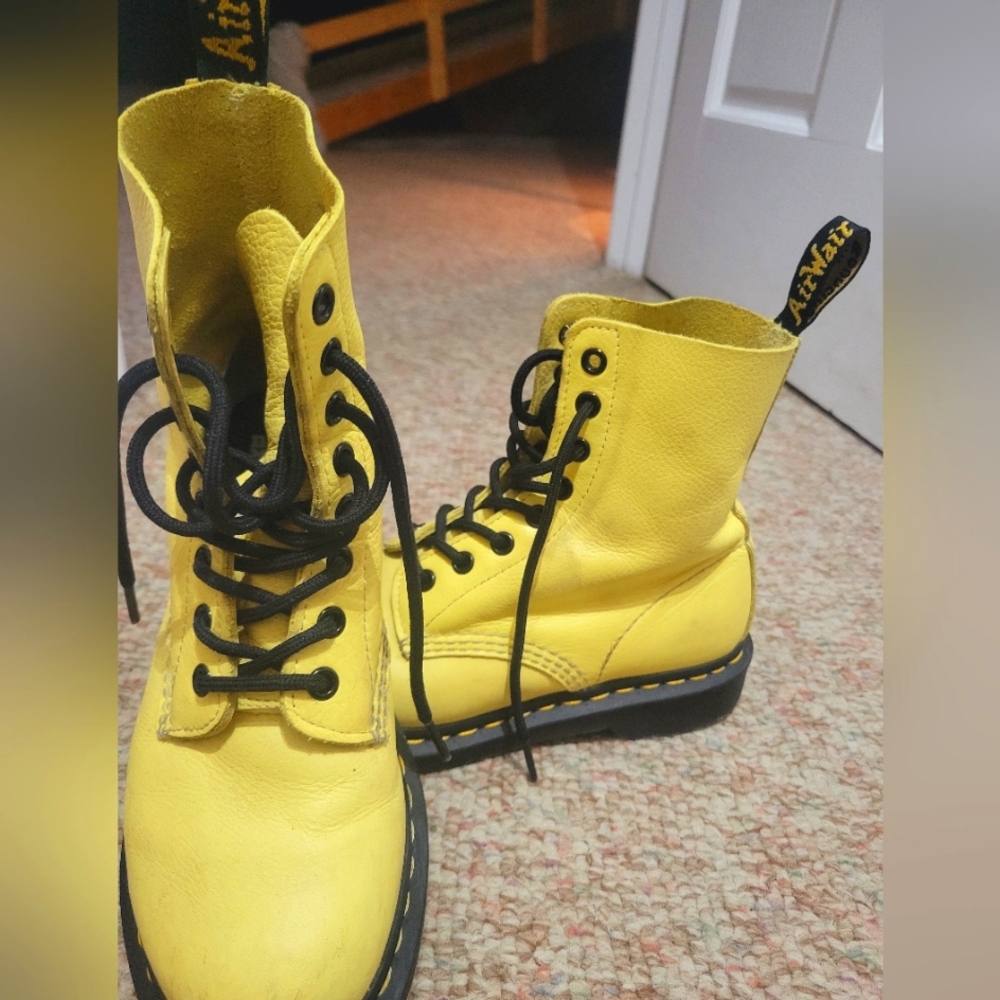Dr. Martens Yellow Lace Up Boots